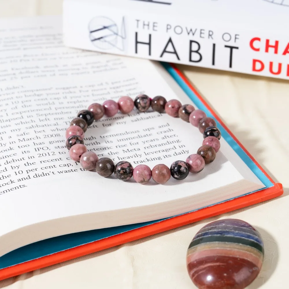 Natural Rhodonite Bracelet 8 mm for Crystal Healing Stones And Reiki Healing product image — Gemstone Bracelets