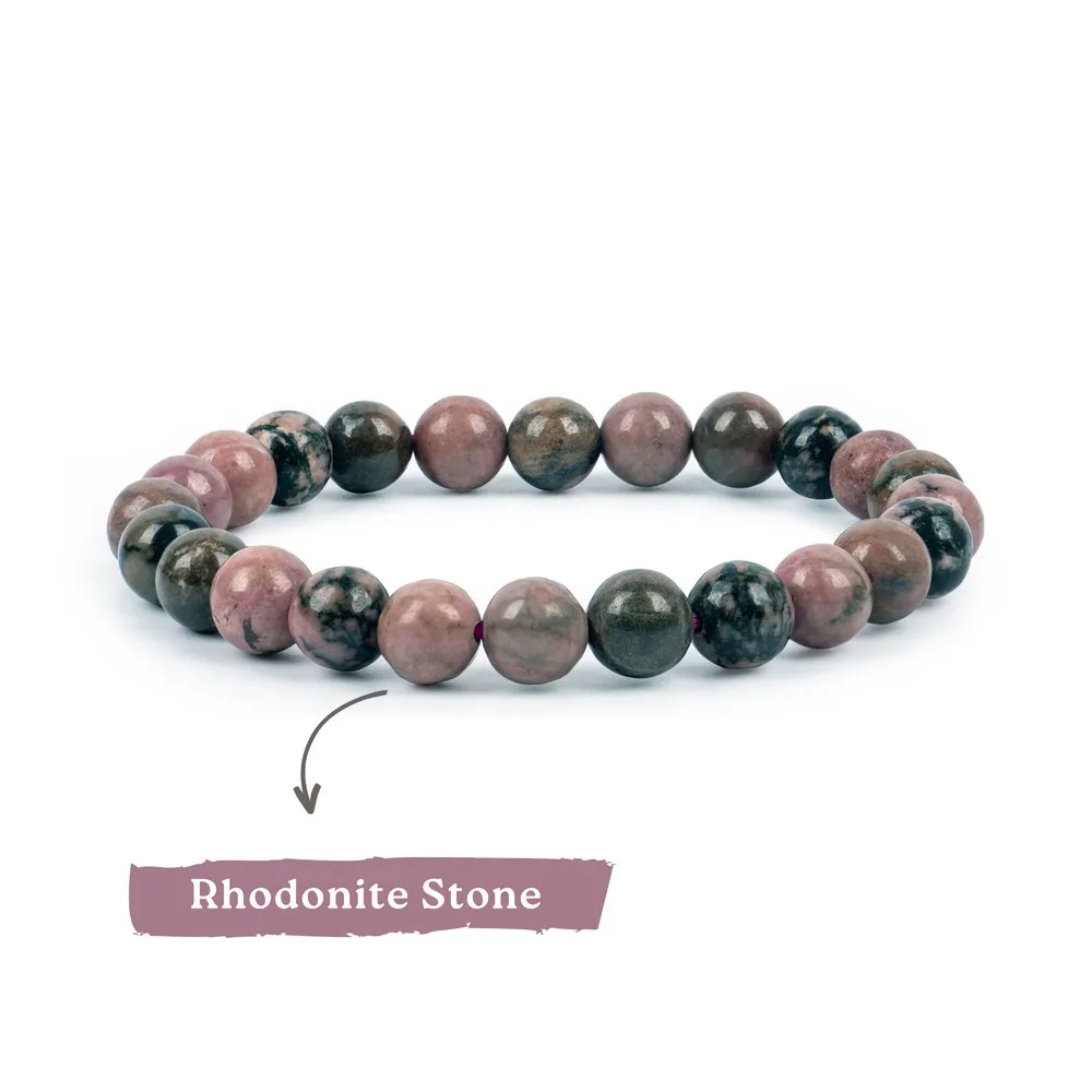 Natural Rhodonite Bracelet 8 mm for Crystal Healing Stones And Reiki Healing product image — Gemstone Bracelets