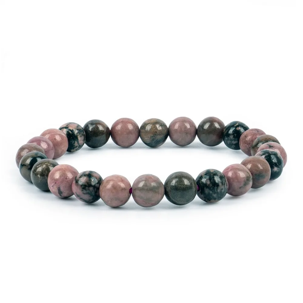 Natural Rhodonite Bracelet 8 mm for Crystal Healing Stones And Reiki Healing — Gemstone Bracelets
