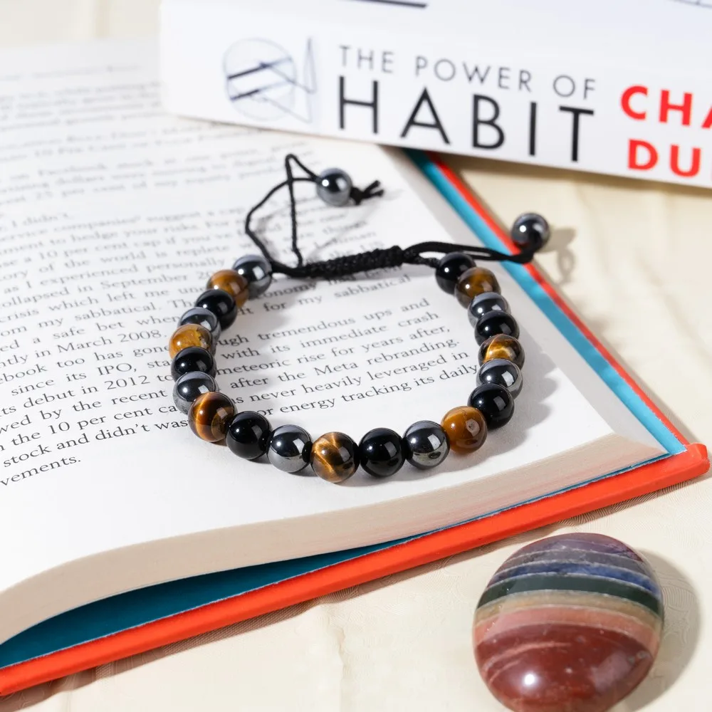 Tiger Eye With Lava Bracelet Scrachable — Gemstone Bracelets