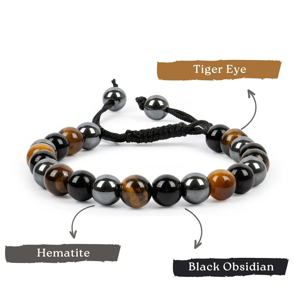 Tiger Eye With Lava Bracelet Scrachable product image — Gemstone Bracelets