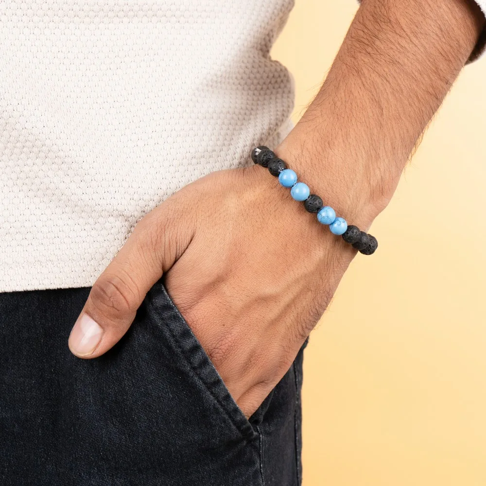Lava With Turquoise Bracelet product image — Gemstone Bracelets