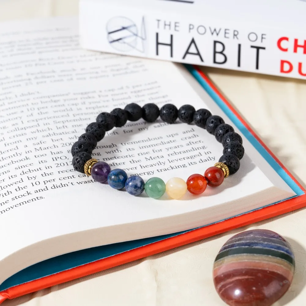 7 Chakra Lava Bracelet product image — Gemstone Bracelets