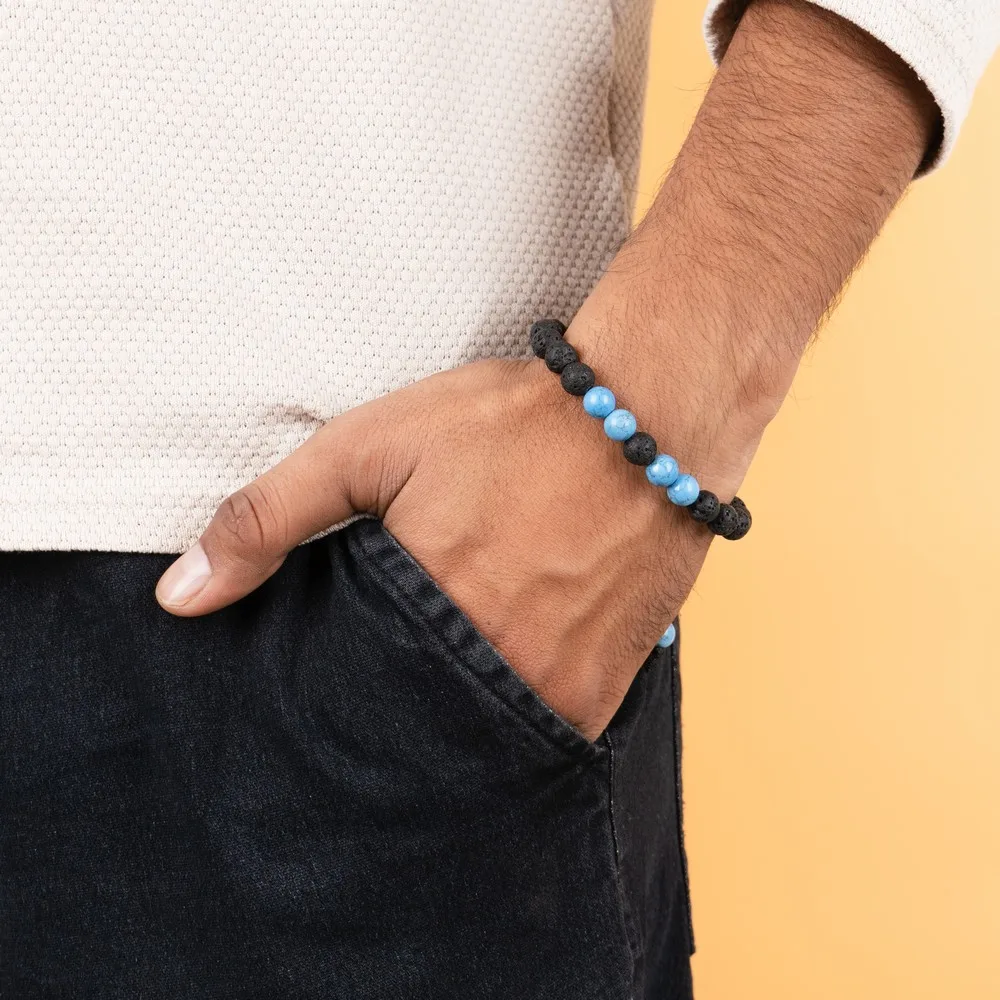 Turquoise with Lava Bracelet product image — Gemstone Bracelets