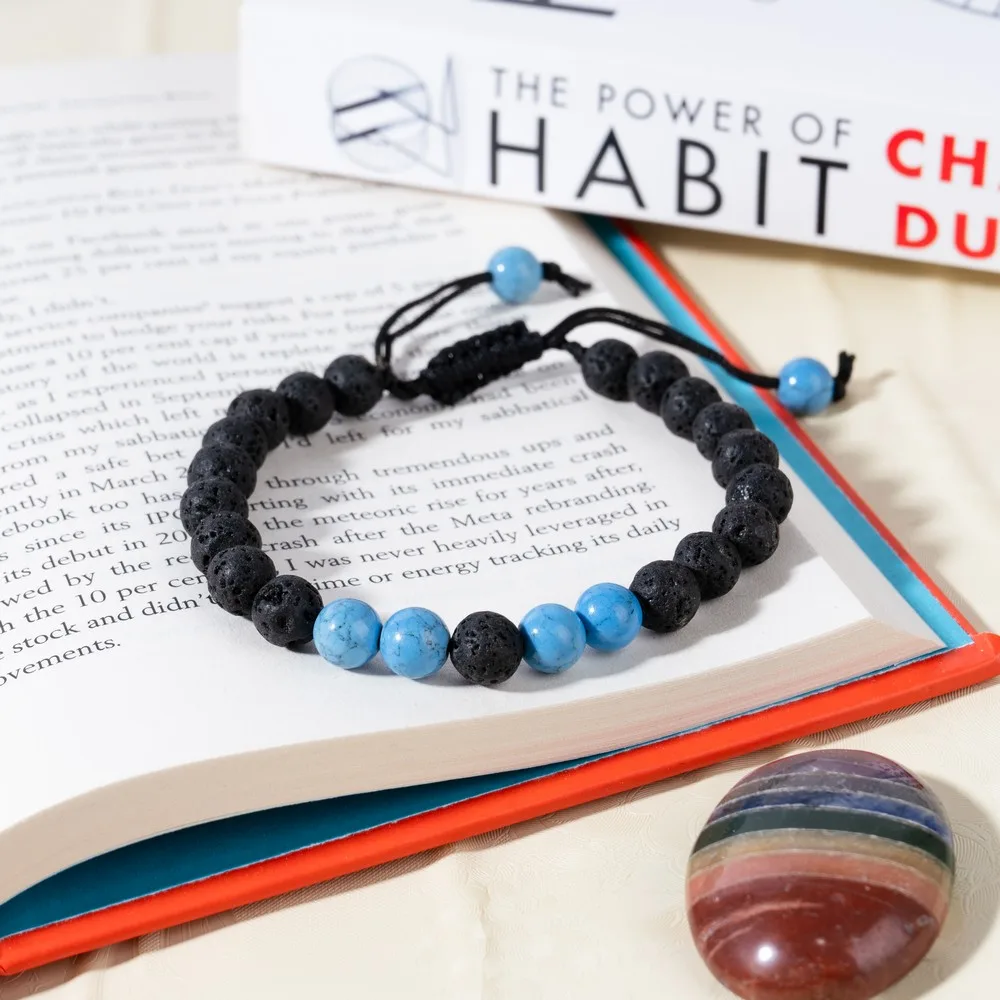 Turquoise with Lava Bracelet product image — Gemstone Bracelets