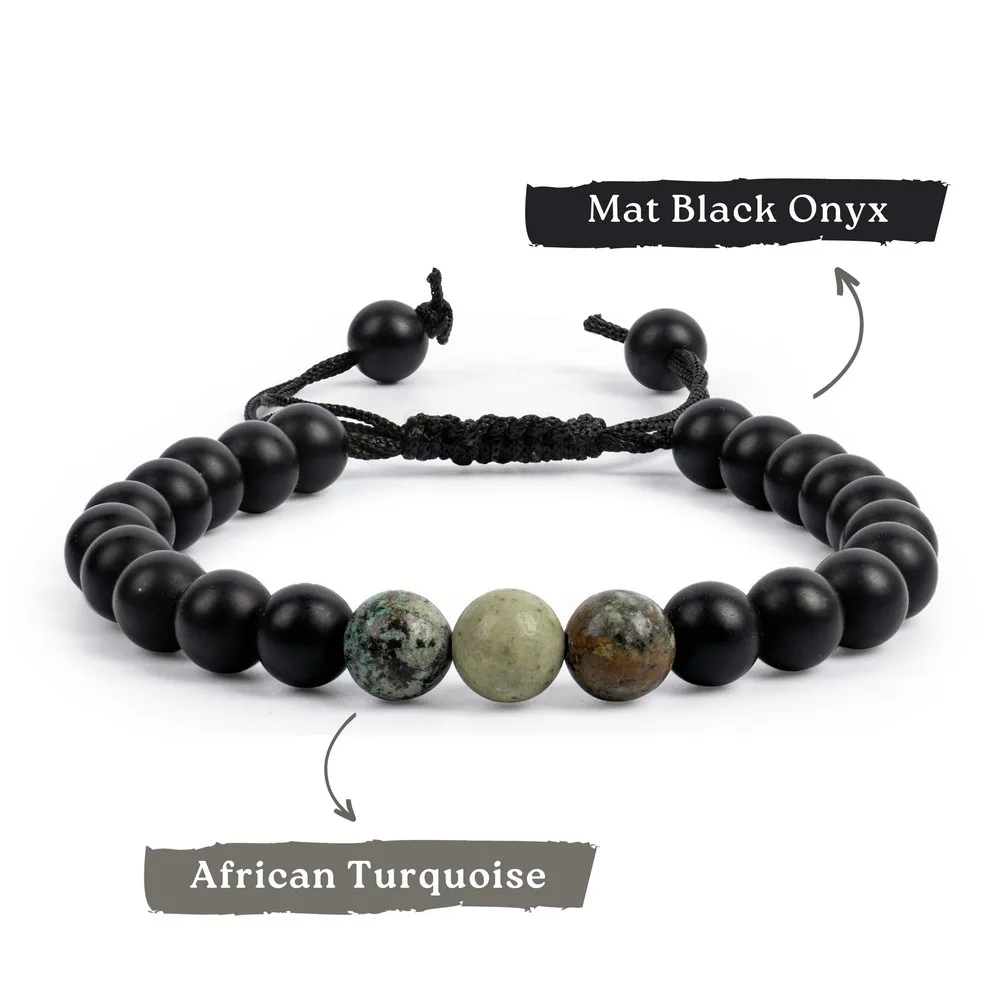 Black Onyx Mat With African Turquoise product image — Gemstone Bracelets