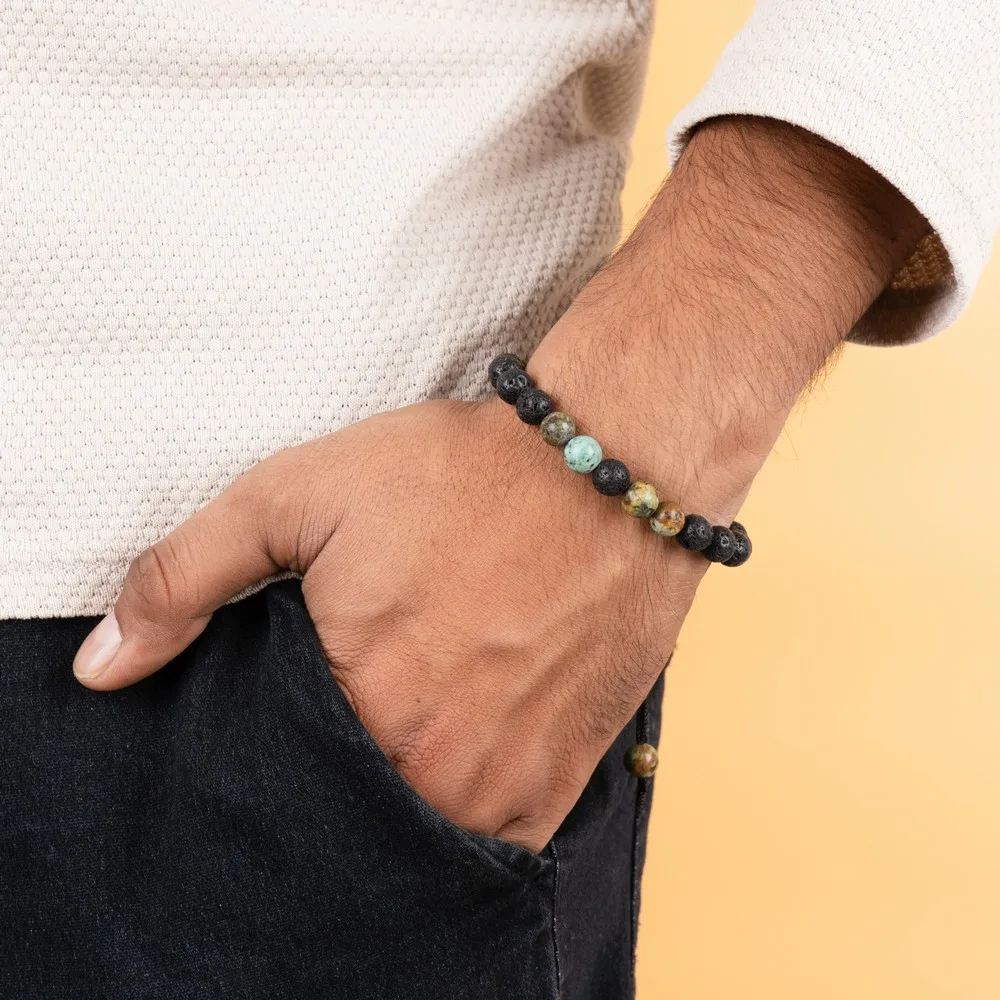 Lava With African Tourquise product image — Gemstone Bracelets