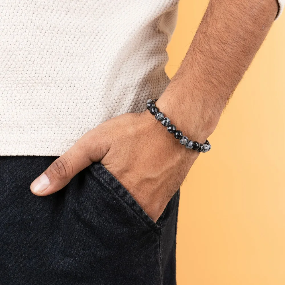 Snowflake Obsidian Bracelet product image — Gemstone Bracelets