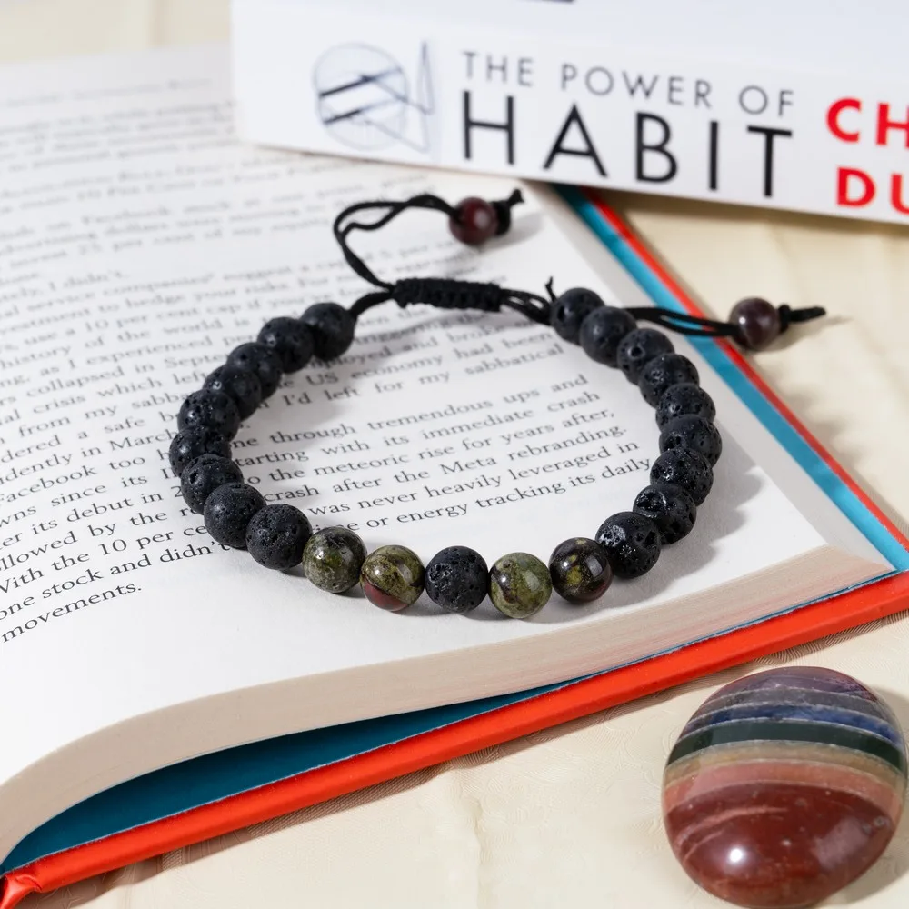 Lava With Blood Stones product image — Gemstone Bracelets