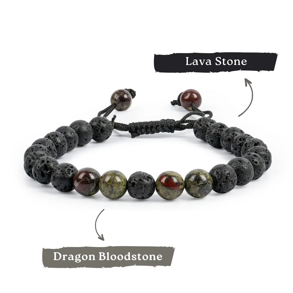 Lava With Blood Stones product image — Gemstone Bracelets