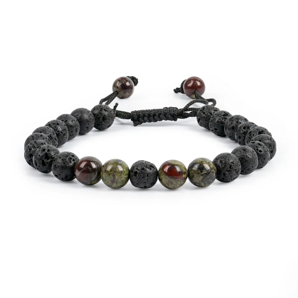 Lava With Blood Stones — Gemstone Bracelets