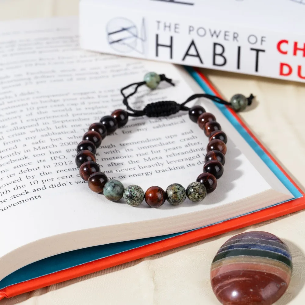 Red Tige Eye With African Tourquise product image — Gemstone Bracelets