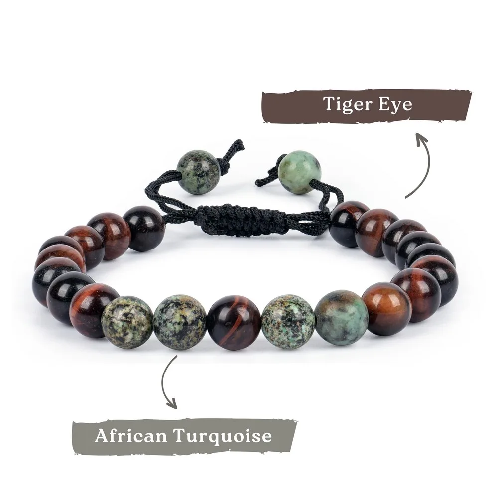 Red Tige Eye With African Tourquise product image — Gemstone Bracelets