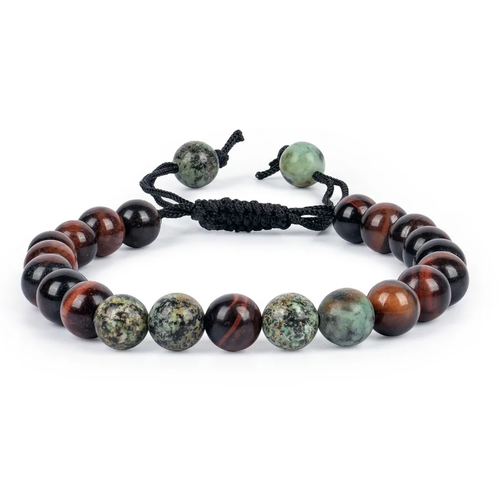 Red Tige Eye With African Tourquise — Gemstone Bracelets