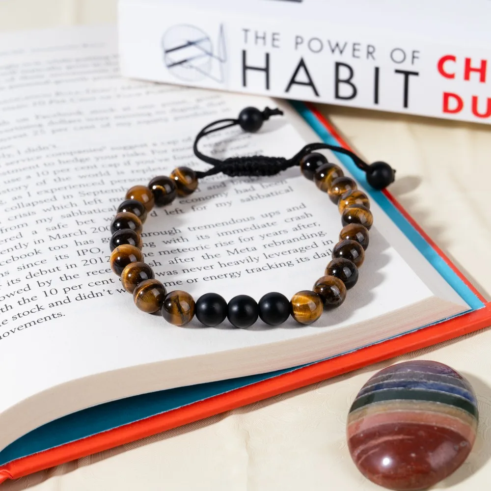 Tiger Eye With Black Onyx Bracelet product image — Gemstone Bracelets