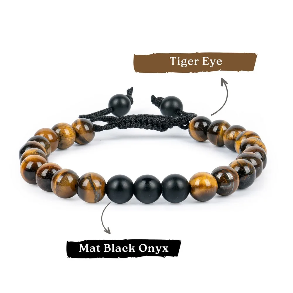 Tiger Eye With Black Onyx Bracelet product image — Gemstone Bracelets