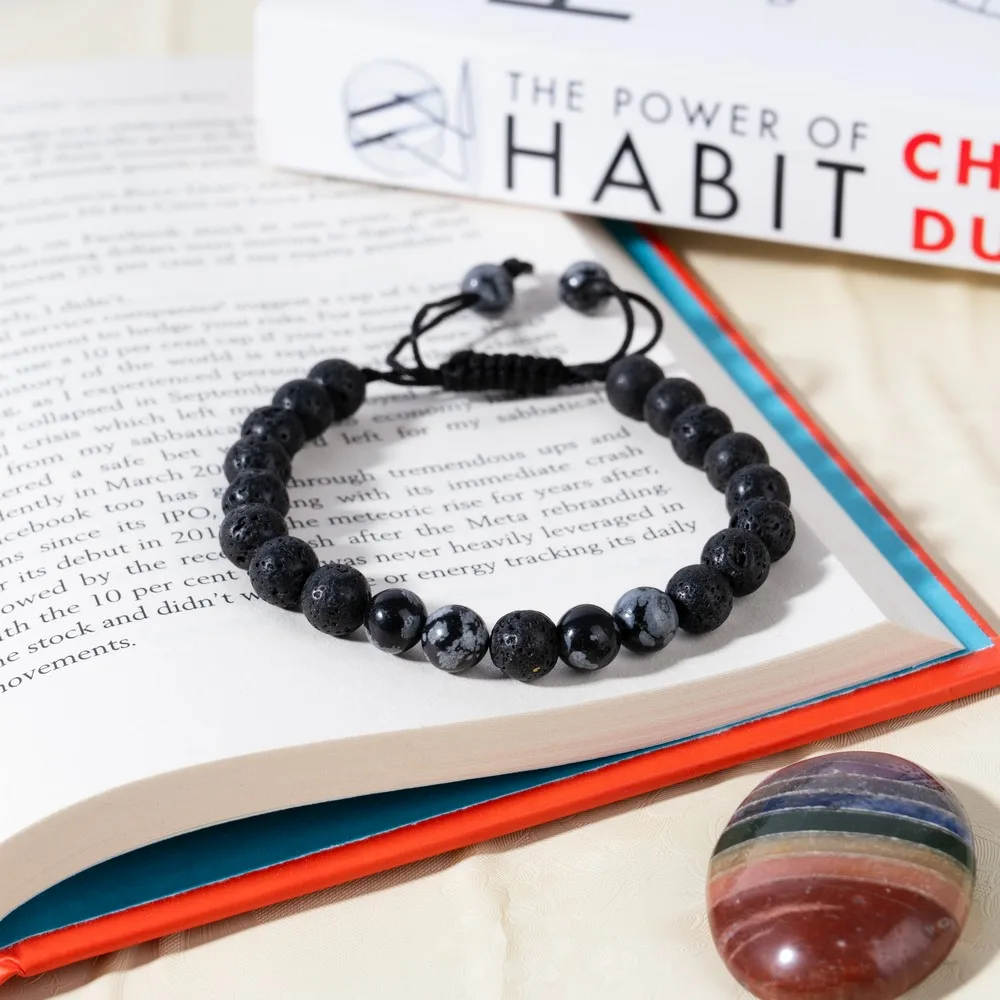 Lava With Snowflake Obsidian product image — Gemstone Bracelets