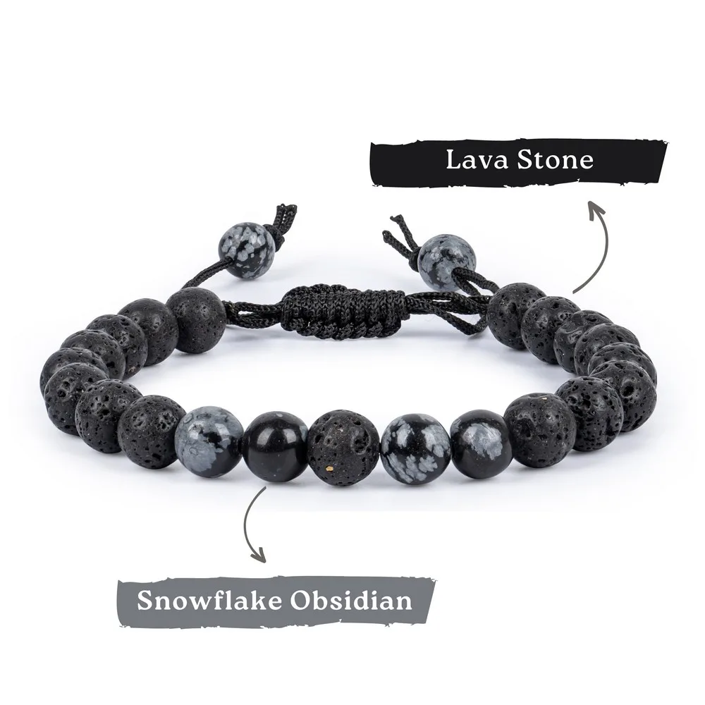 Lava With Snowflake Obsidian product image — Gemstone Bracelets