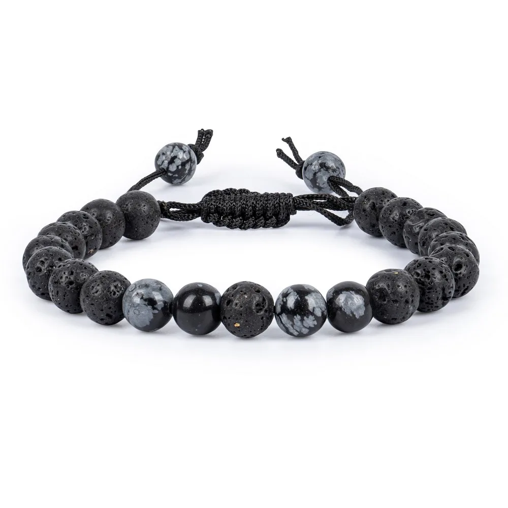 Lava With Snowflake Obsidian product image — Gemstone Bracelets