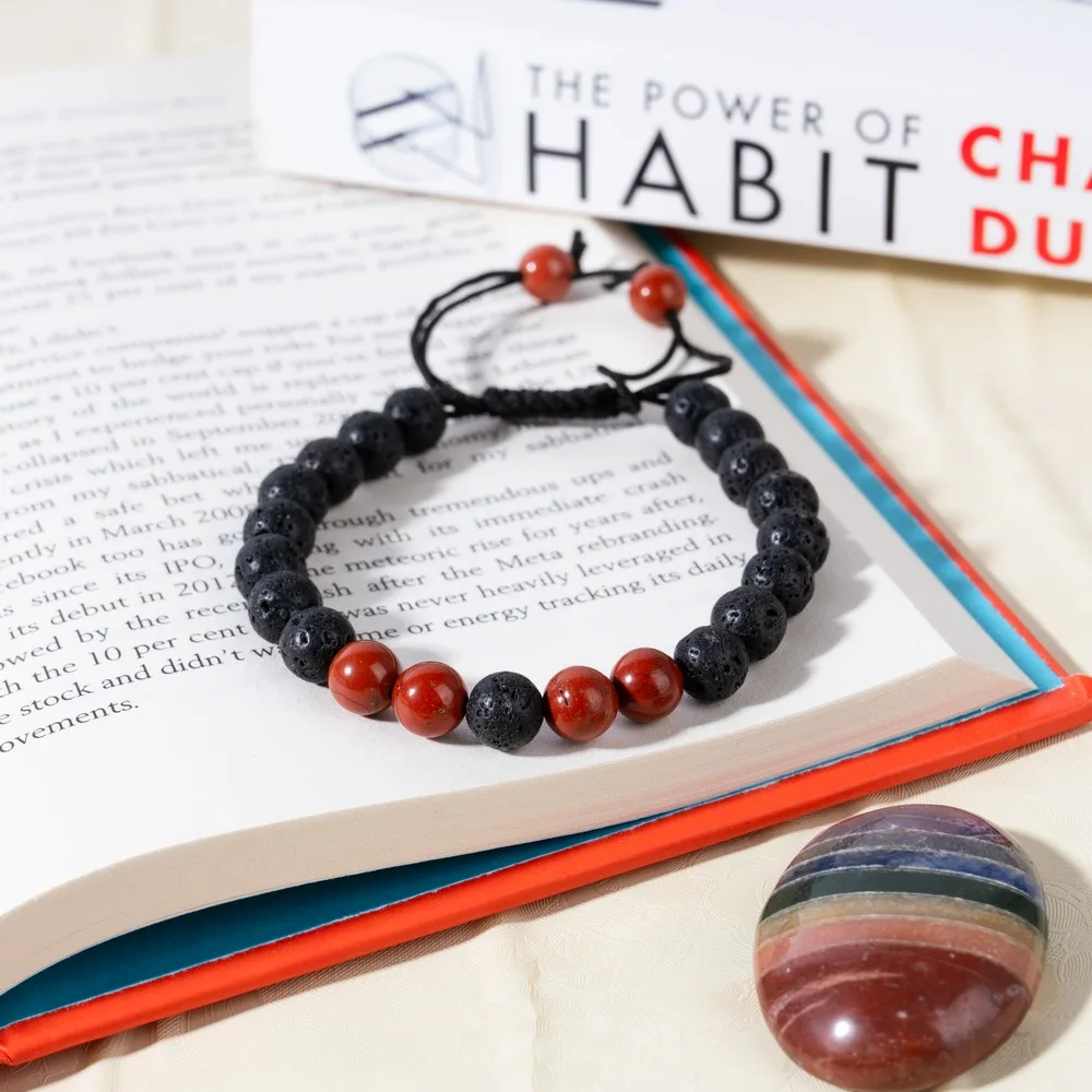 Lava With Red Jasper Bracelet product image — Gemstone Bracelets