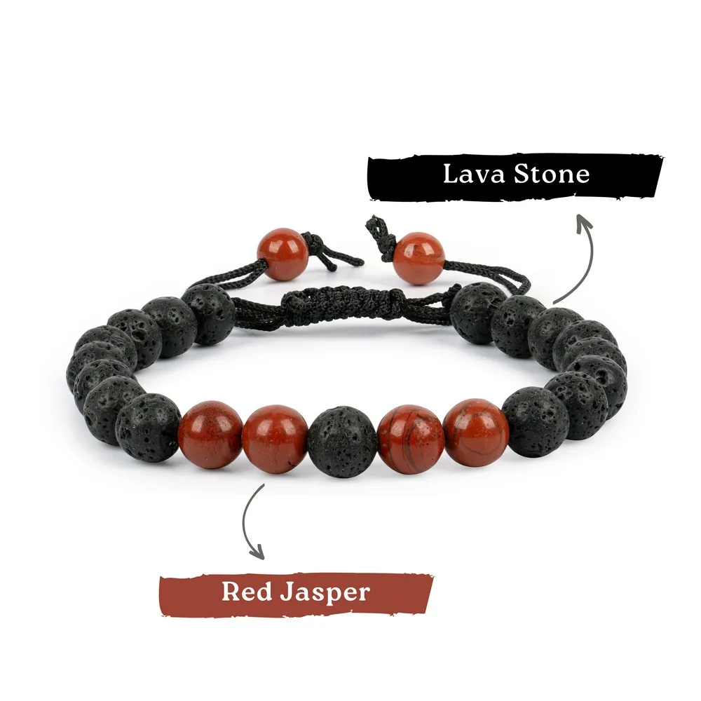 Lava With Red Jasper Bracelet product image — Gemstone Bracelets