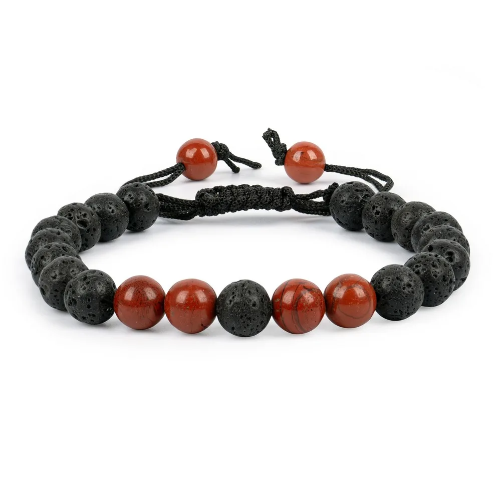 Lava With Red Jasper Bracelet — Gemstone Bracelets