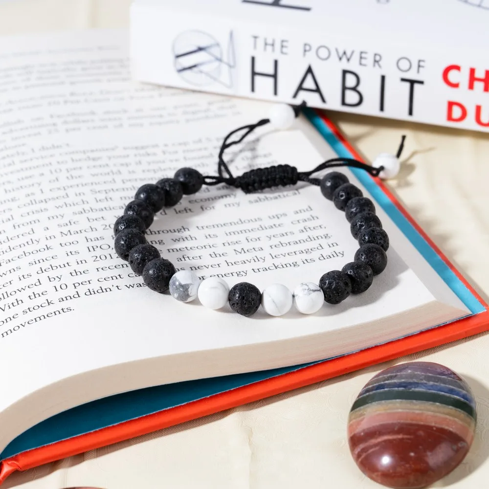 Lava With Howlite Bracelet product image — Gemstone Bracelets