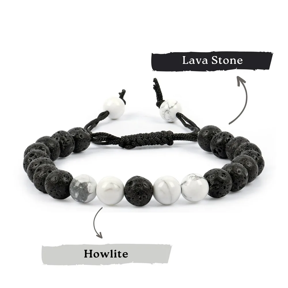 Lava With Howlite Bracelet product image — Gemstone Bracelets