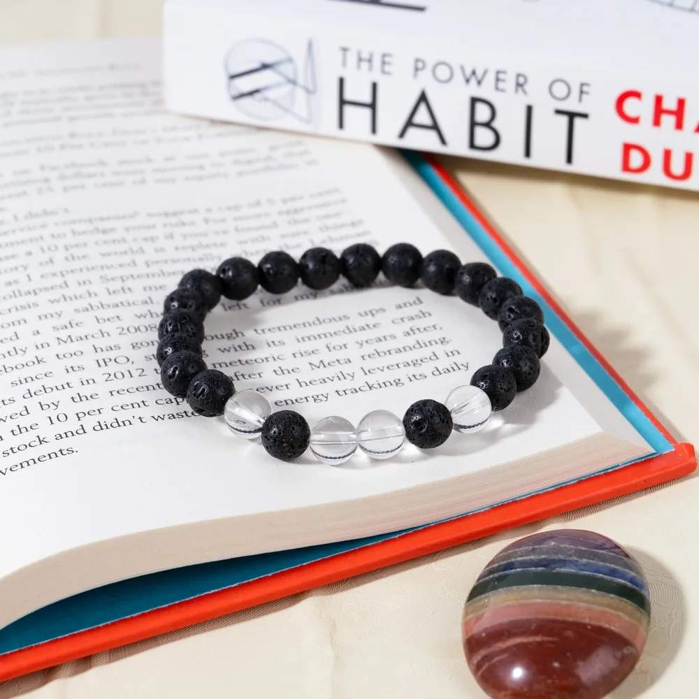 Lava With Crystal Quartz Bracelet product image — Gemstone Bracelets