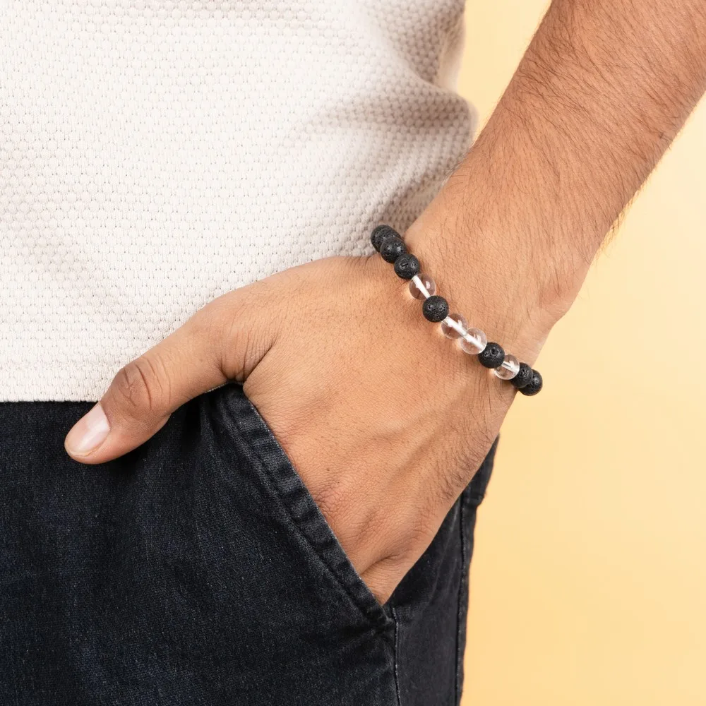 Lava With Crystal Quartz Bracelet product image — Gemstone Bracelets