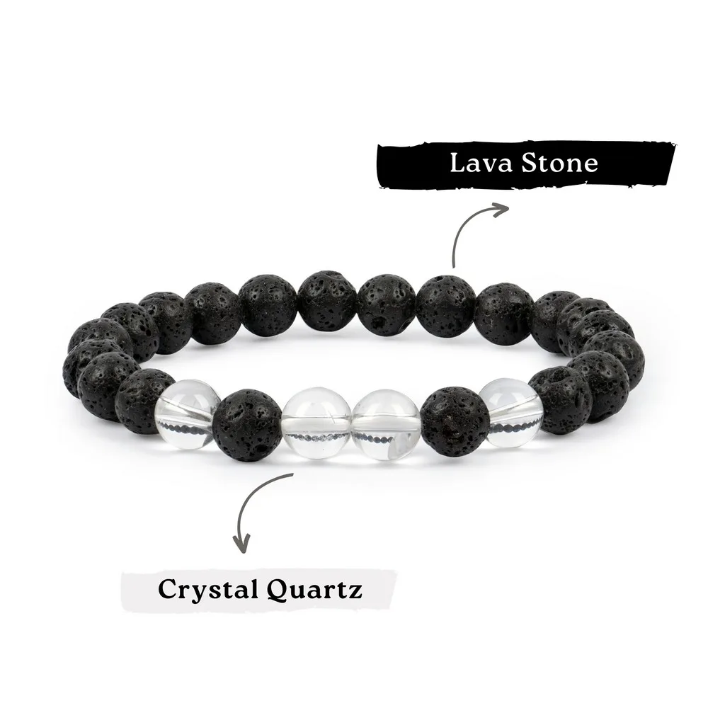 Lava With Crystal Quartz Bracelet product image — Gemstone Bracelets