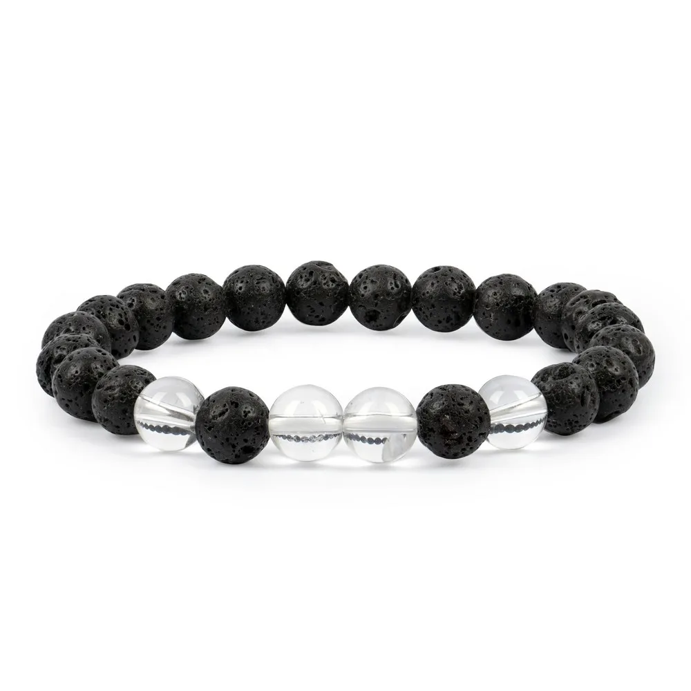 Lava With Crystal Quartz Bracelet — Gemstone Bracelets