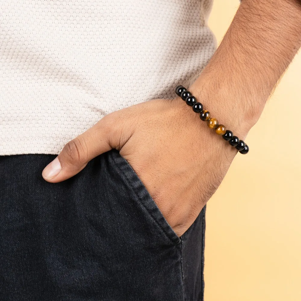 Black Obsidian With Tiger Eye product image — Gemstone Bracelets
