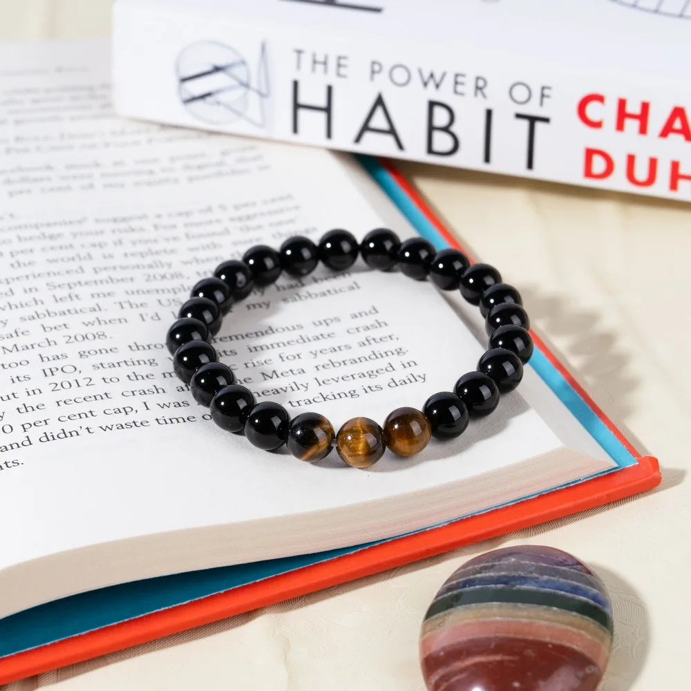 Black Obsidian With Tiger Eye product image — Gemstone Bracelets