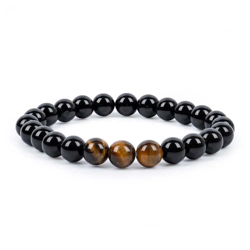 Black Obsidian With Tiger Eye — Gemstone Bracelets