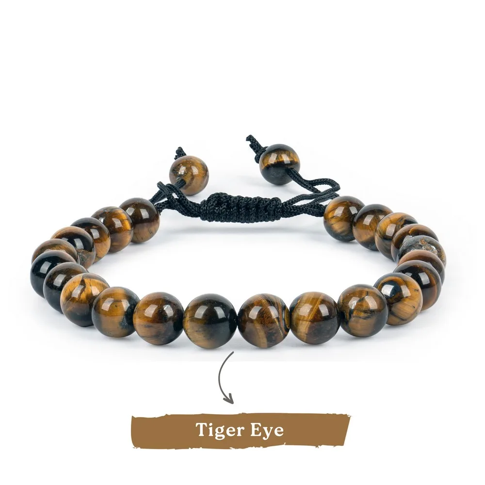 Tiger Eye With Lava Adjustable Bracelet product image — Gemstone Bracelets