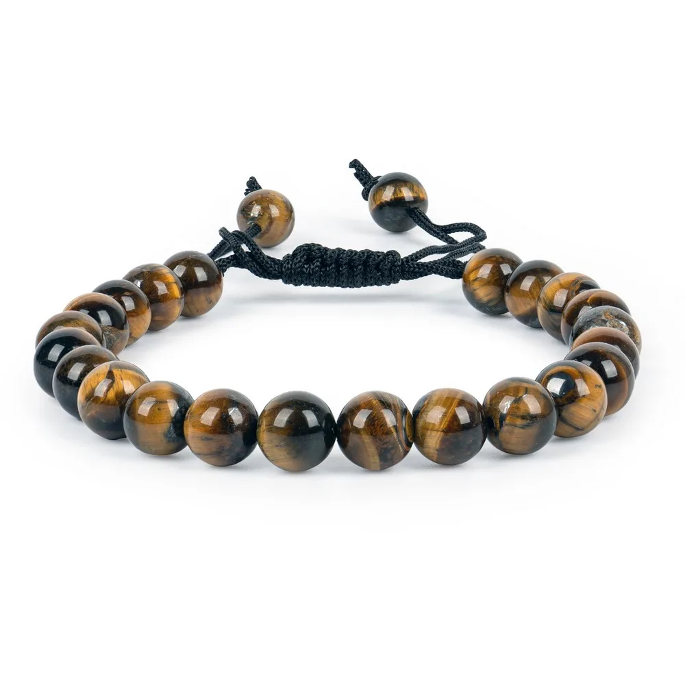 Tiger Eye With Lava Adjustable Bracelet — Gemstone Bracelets