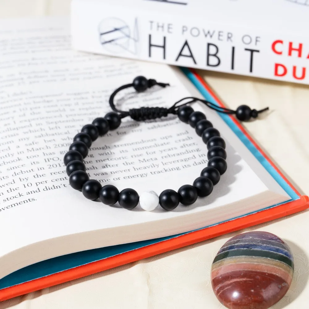 Black Onyx Mat With Howlite Bracelet product image — Gemstone Bracelets
