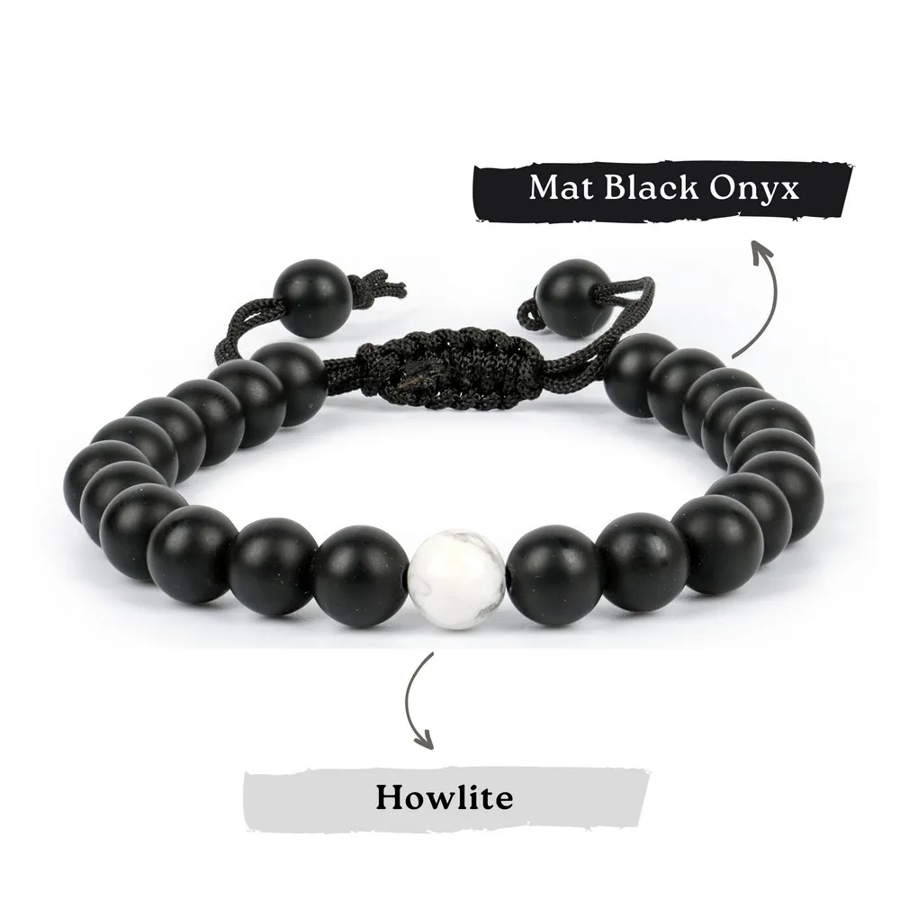 Black Onyx Mat With Howlite Bracelet product image — Gemstone Bracelets