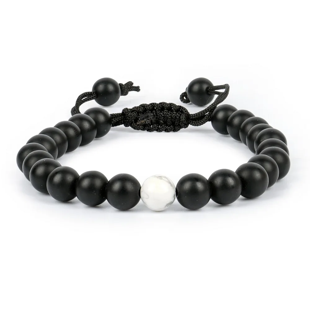 Black Onyx Mat With Howlite Bracelet — Gemstone Bracelets