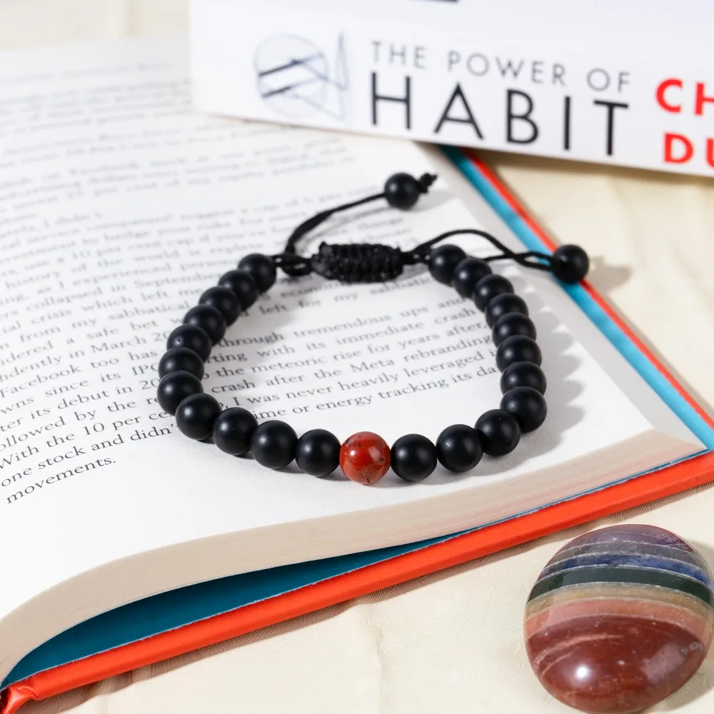Black Onyx With Red Jasper Bracelet product image — Gemstone Bracelets