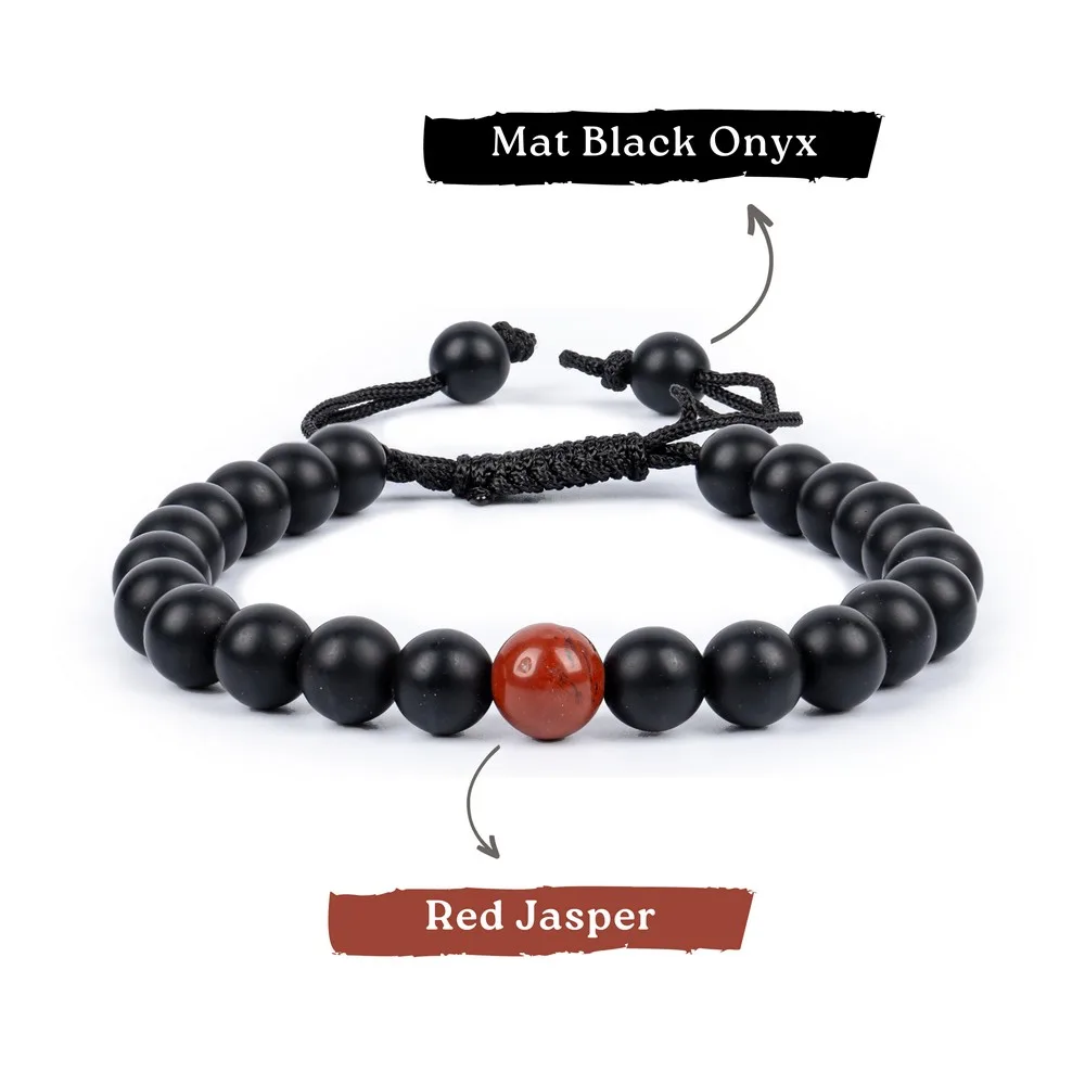 Black Onyx With Red Jasper Bracelet product image — Gemstone Bracelets