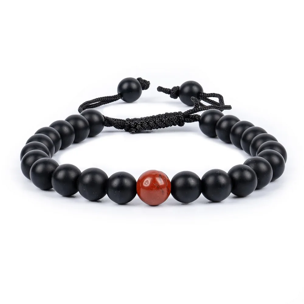 Black Onyx With Red Jasper Bracelet — Gemstone Bracelets