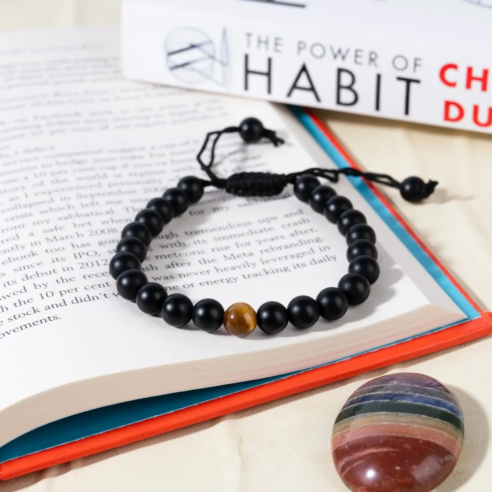 Black Onyx Mat With Tiger Eye product image — Gemstone Bracelets