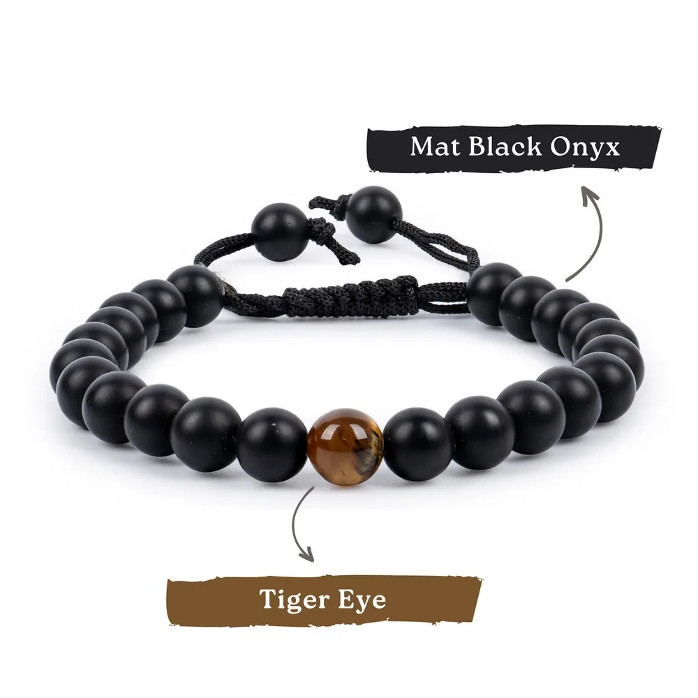 Black Onyx Mat With Tiger Eye product image — Gemstone Bracelets