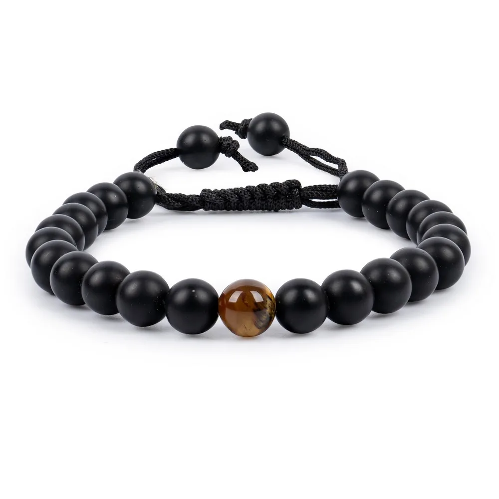 Black Onyx Mat With Tiger Eye — Gemstone Bracelets