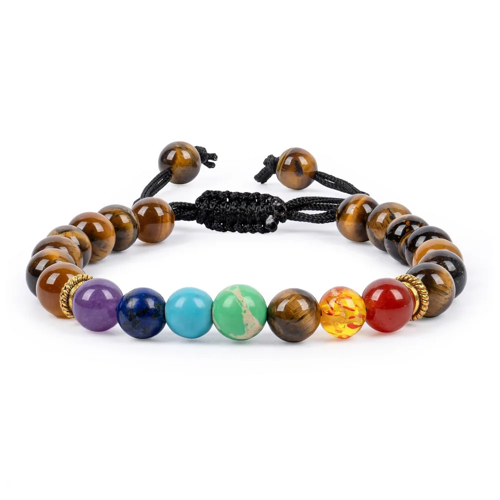Tiger Eye With 7 Chakra Stones — Gemstone Bracelets