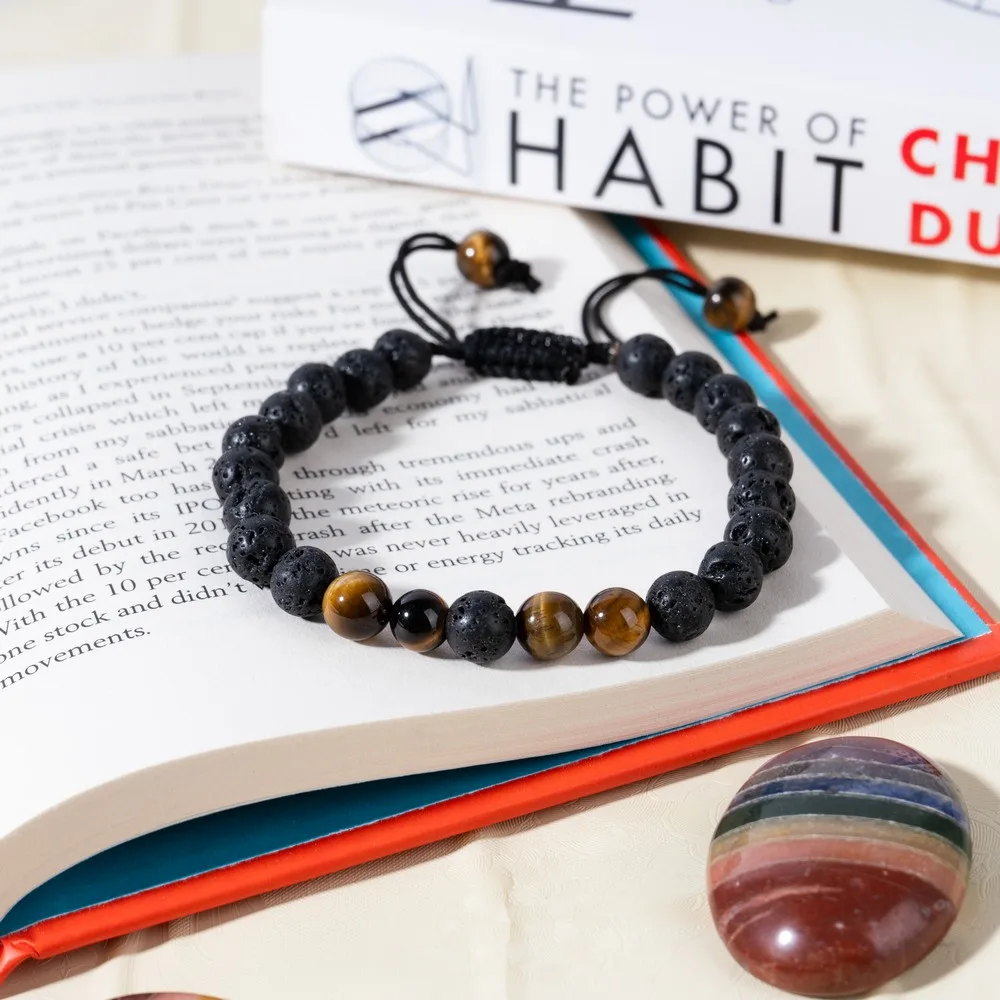 Lava With Tiger Eye Bracelet product image — Gemstone Bracelets