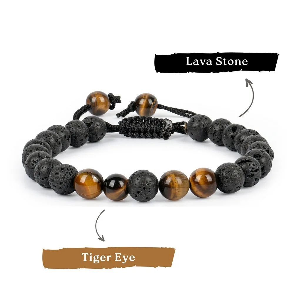 Lava With Tiger Eye Bracelet product image — Gemstone Bracelets