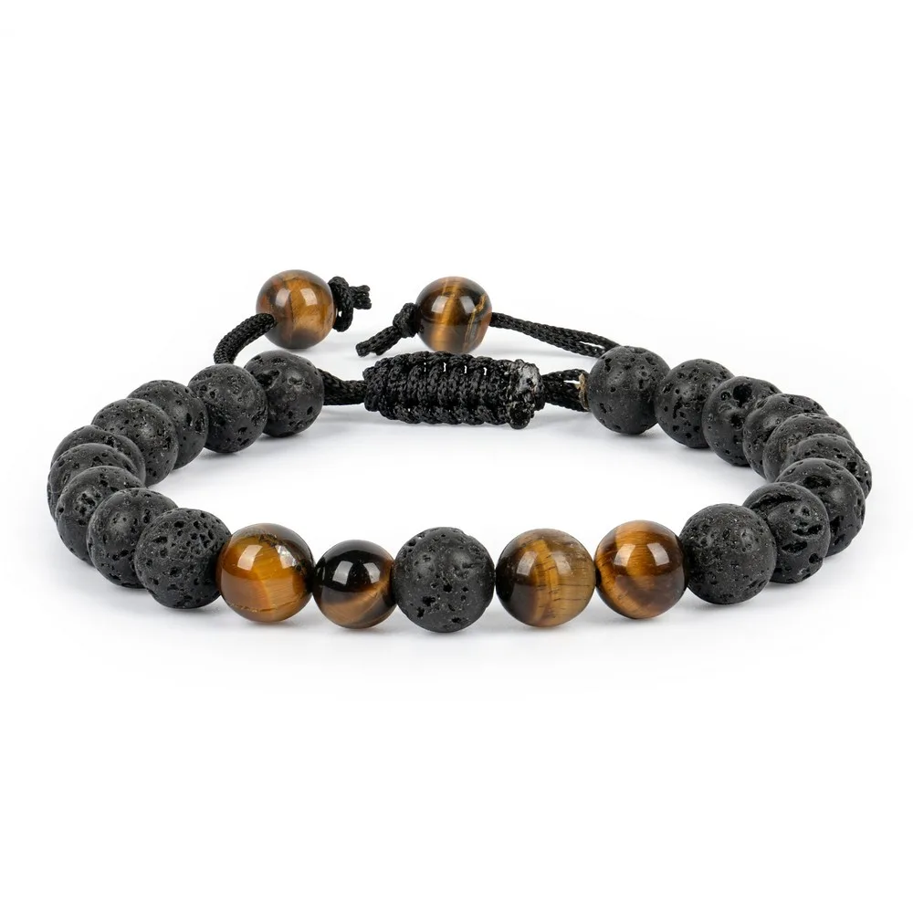 Lava With Tiger Eye Bracelet — Gemstone Bracelets